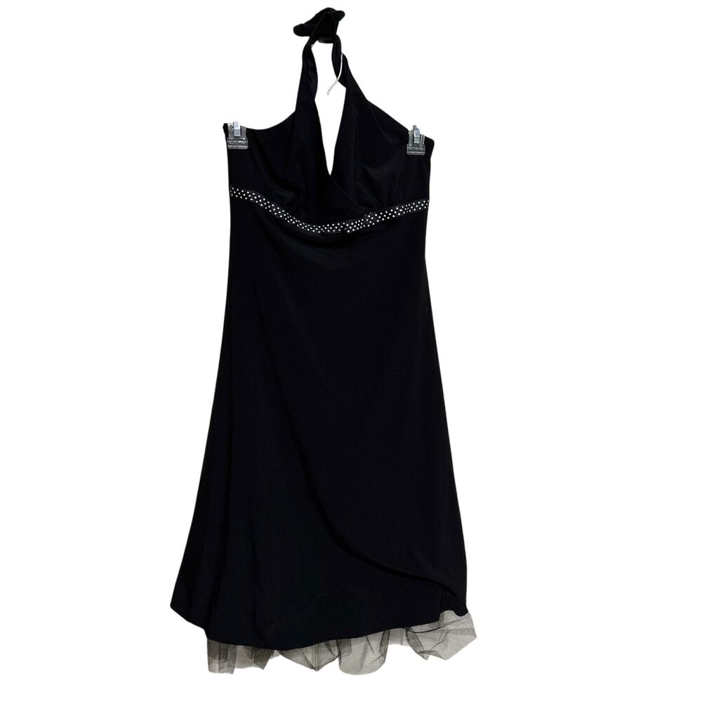 Vintage B. Smart Halter neck Baby Doll Dress Tulle Lined 9/10 Black Polka Dot